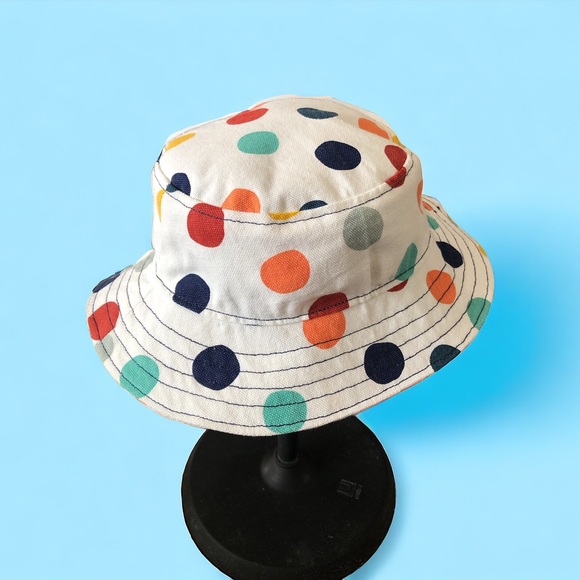 NWOT HANDMADE REVERSIBLE Canvas Child Bucket Hat Alphabet & Polka Dots 19-20.5” - Picture 6 of 8